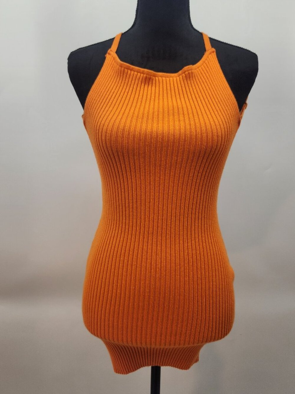 Baddieville Orange Ribbed Bodycon Dress